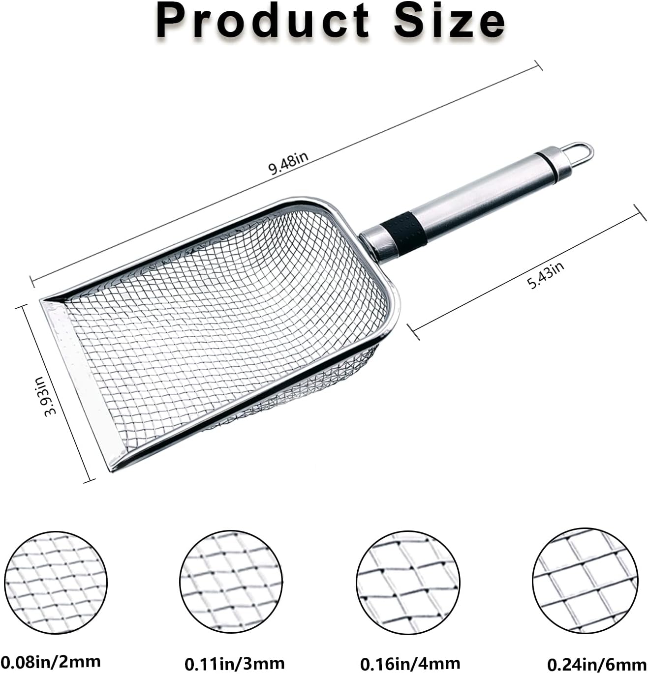 2pcs Gardening Soil Sifter with Stainless Steel Handle Sand Soil Compost Sifter 0.15/0.2 Inch Mesh Screen for Sand,Dirt, Rock,Compost,Filtration