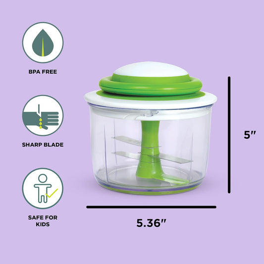 Chef'n VeggiChop Hand-Powered Food Chopper (Arugula), 5.5" x 5.5" x 5"