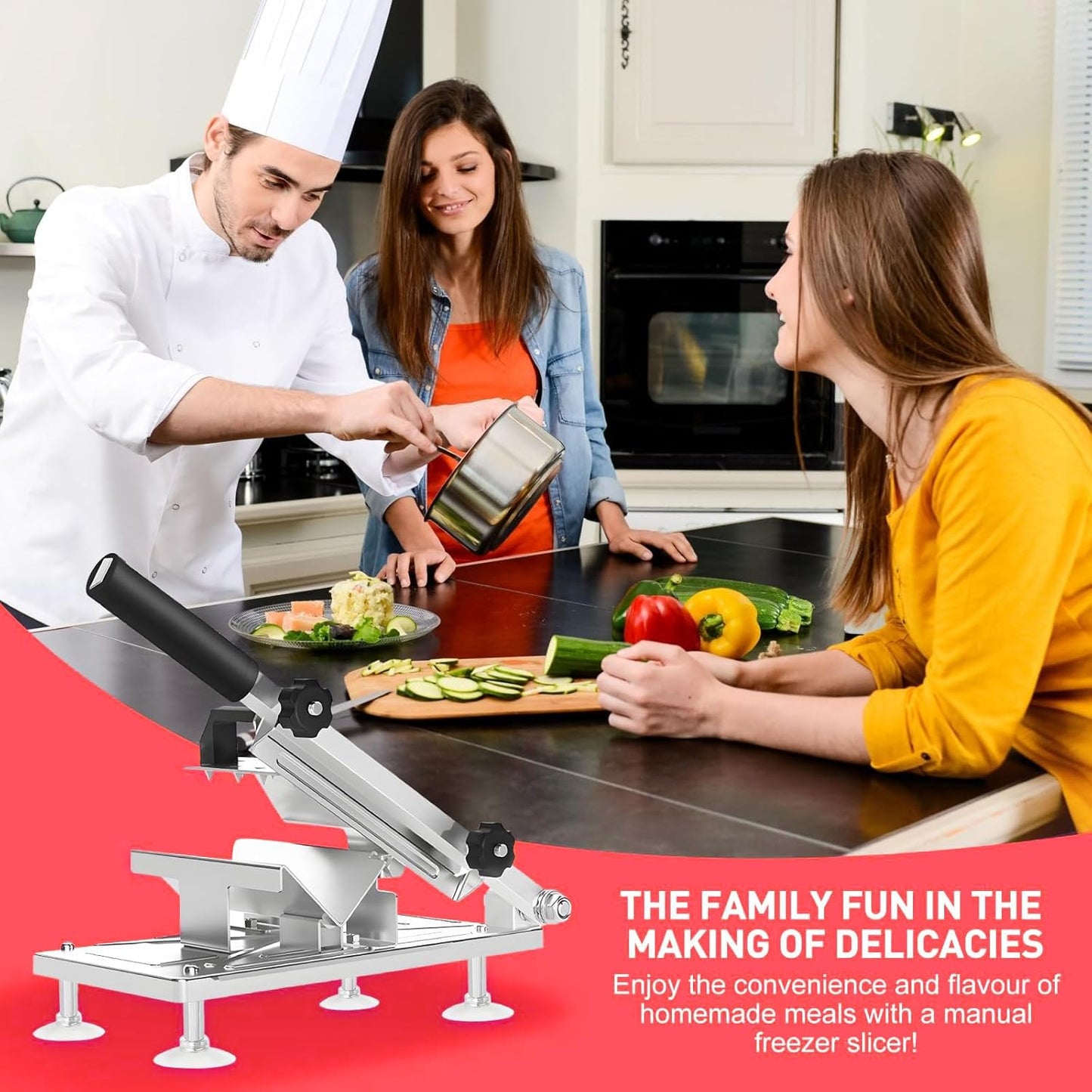 Manual Frozen Meat Slicer, Upgraded Stainless Steel Meat Cutter for Beef Mutton Bacon Home Food Slicing Machine for Hot Pot BBQ sandwiches pizza
