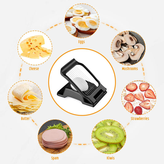 Egg Slicer for Hard Boiled Eggs, Stainless Steel Wire, Multipurpose Heavy Duty Aluminium Egg Cutter for Egg, Salads, Sandwiches, Strawberries, Mushrooms, Soft Cheese, Red