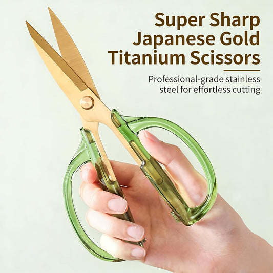 Kitchen Shears Scissors, ARCHIKING 7.7inch Gold Titanium Plated Scissor-Meat and Poultry Shears, Dishwasher Safe, Acrylic Handel All Purpose Stainless Steel Utility Scissor - Diamond Clear