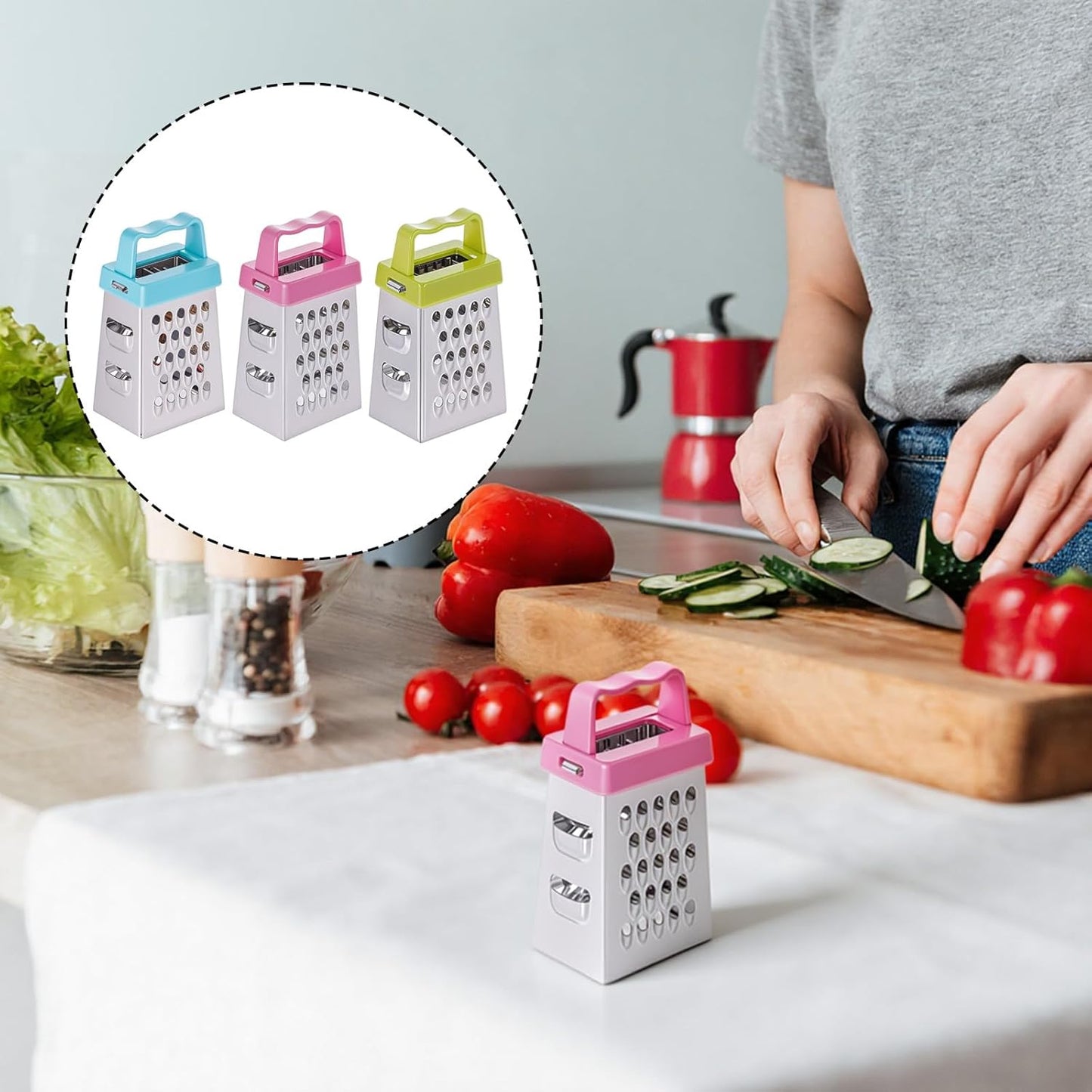 12 Pcs Mini Cheese Grater Stainless Steel Box Grater with 4 Sides Professional Fine Coarse Handheld Slicer Small Lemon Safe Zester Shredder for Kitchen Ginger Vegetable Potatoes Food