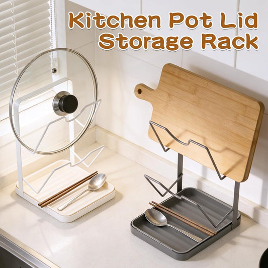 Kitchen Pot Lid Storage Rack,Pot Lid Organizer,Kitchen Pot Lid Holder While Cooking,Space-Saving Lids Racks,Multifunctional Kitchen Pots Lids Organizer for Countertop(Gray)