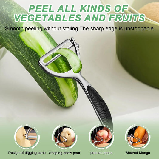 Vegetable Peeler, Potato Peelers for Kitchen, Stainless Steel Peeler with Non-Slip Handle and Y-Shaped I-Shaped Blade, Julienne Peeler, Perfect for Veggie, Fruit, Carrot, Apple (2PCS)