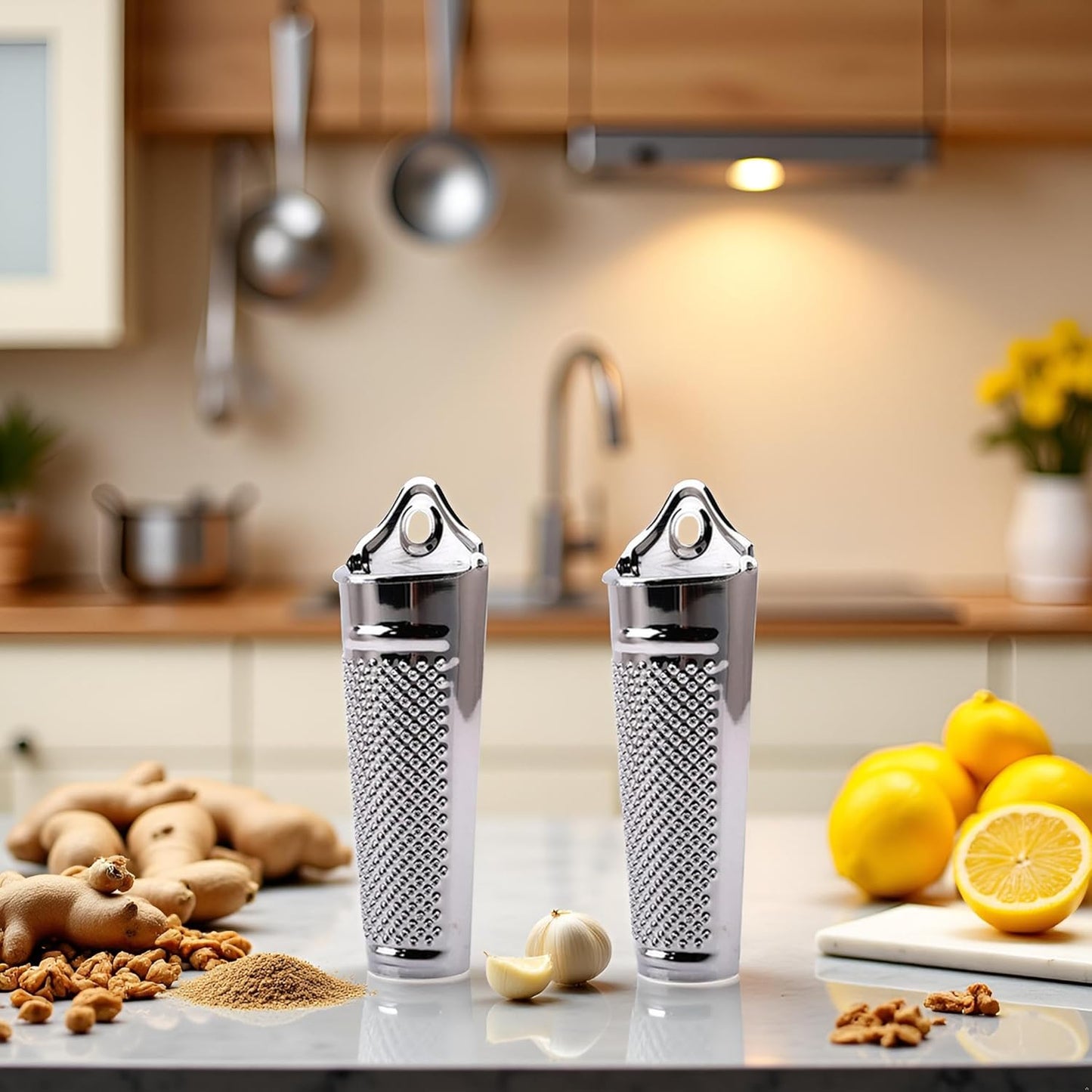 2Pcs Multifunctional Kitchen Stainless Steel Ginger Garlic Nutmeg Grater Nut Walnut Lemon Hand Planer Tool Lemon Professional Kitchen Tool