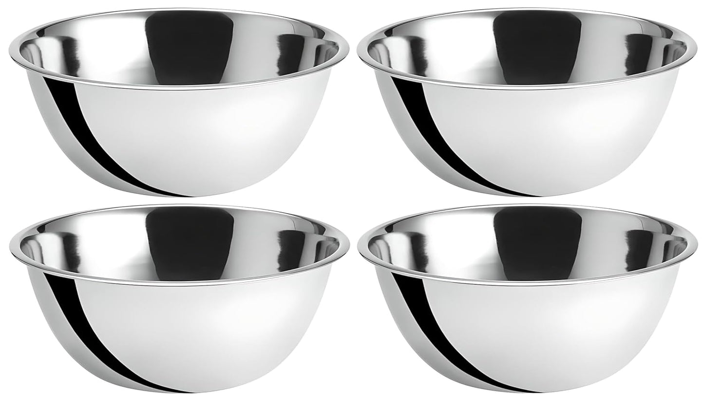 OCS Parts 8 Quart Mixing Bowls | Set of 2 | 13.25-Inch Stainless Steel Professional Grade Flat Base Mixing Bowls for Home and Commercial Kitchens