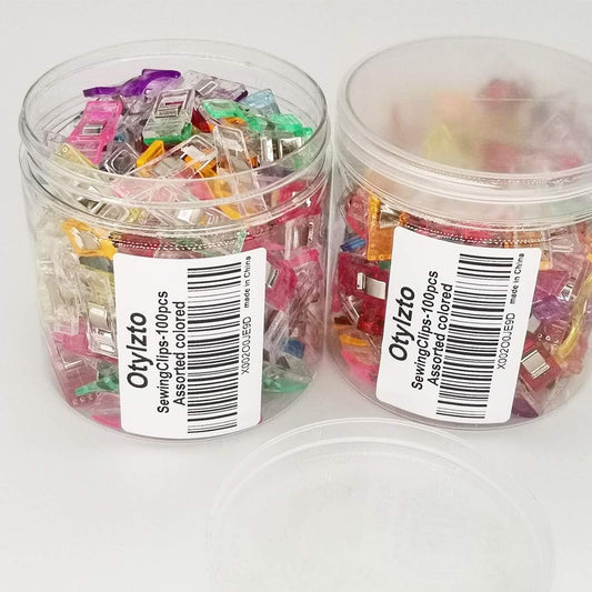 Otylzto Sewing Clips, 100 Pcs with Plastic Box, Premium Quilting Clips for Supplies Crafting Tools, Assorted Colors Plastic Clips for Crafts,Sew Clip,Sew Clips,Sewing Notions