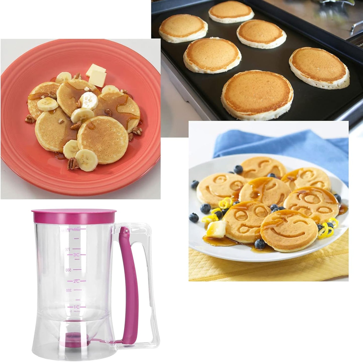Pancake Batter Dispenser, BPA Free Pourer with Measurable Scale, Effortless Pancake Making