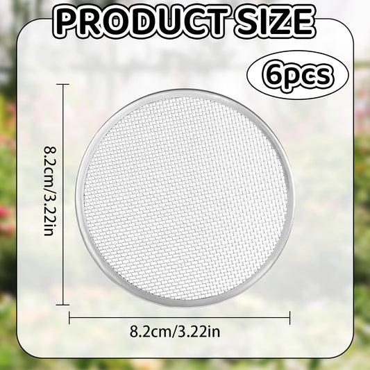 6 Pack Seed Sprouting Jar Lids - 304 Stainless Steel Screen Filter Strainer Lid for 82mm / 3.2in Wide Mouth Mason Jars, Mesh Bean Sprout Sieve Lids for Bean, Alfalfa, Broccoli, Lentil & More at Home