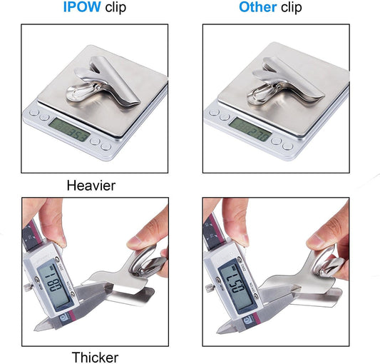 10PCS Wide Metal Chip Clips 3 Inch, Snack Food Bag Sealing Clips, Stainless Steel Paper Clamps Heavy Duty for Kitchen Food Packages and Office