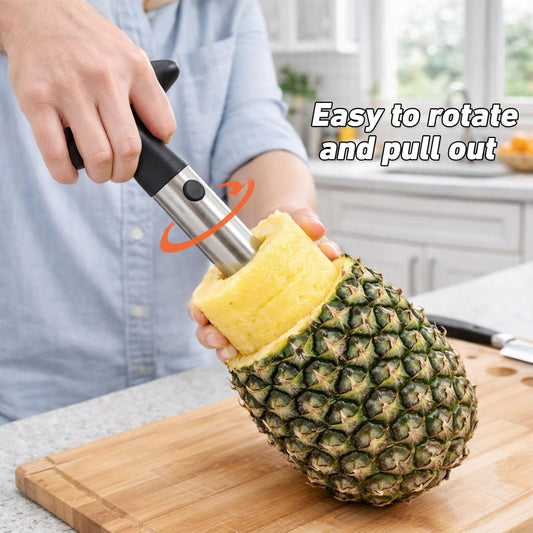 Pineapple Corer and Slicer,Stainless Steel Pineapple Corer,Reinforced Thicker Blade,with Apple Slicer Attachment,Pineapple Cutter Tool for Pineapple Rings & Diced Pineapple,Kitchen Tool