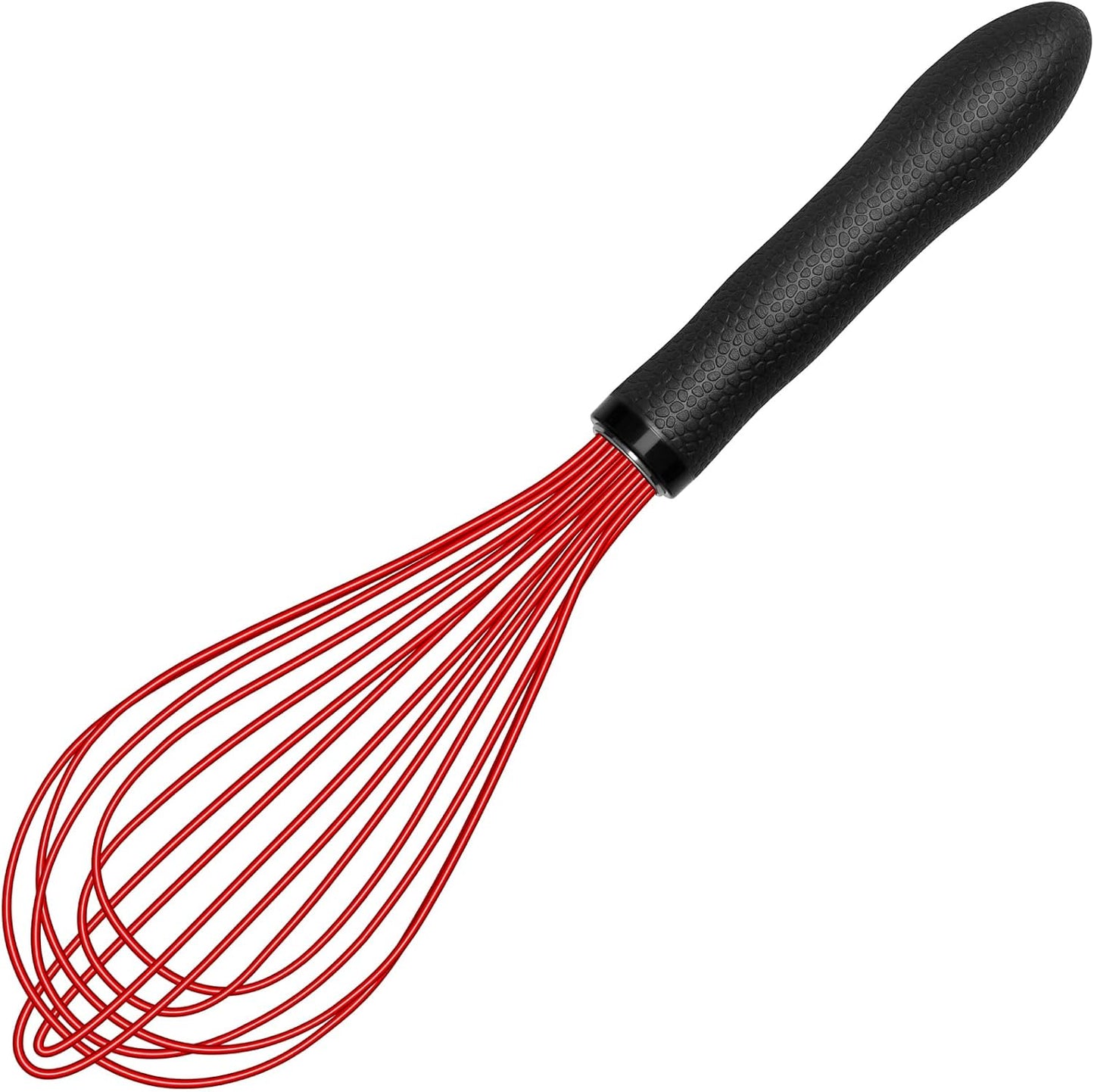 TEEVEA Silicone Whisk Set Non Scratch BPA Free for Nonstick Cookware, 3 Piece 8/10/12 Inch Stainless Steel Core Heat Resistant, Egg Beater for Cooking Baking, Black