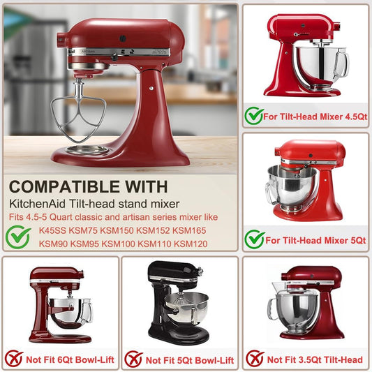 Flat Beater for KitchenAid 5-6 Quart Bowl-Lift Stand Mixer, Stainless Steel Paddle Attachments Fits for Kitchenaid Professional 5 Plus and 600 Seris Mixer, Mixing Accessories, Dishwasher Safe