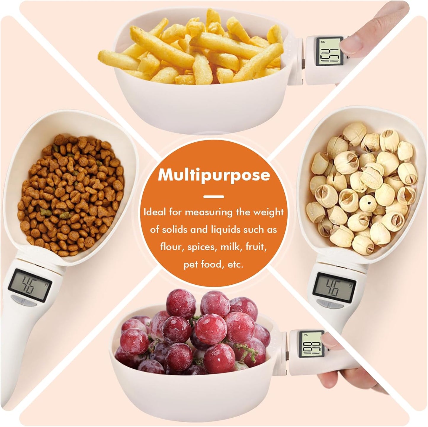 2pcs Digital Measuring Spoon, Digital Food Measuring Scoop Scale,Adjustable Measuring Spoon,Electronic Kitchen Measuring Spoon Scale for Cooking Baking、Kitchen Gadgets,Pet Dog Cat Food