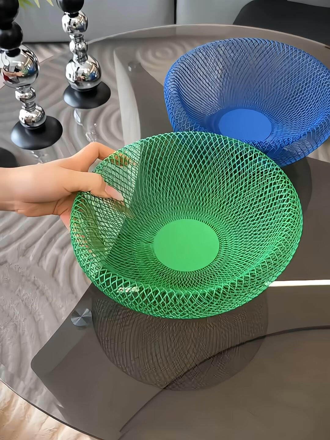Nest Fruit Bowl with Drainer - Modern Home Decor, Creative Fruit Basket for Kitchen Counter, Dining Table, Living Room Coffee Table - Stylish Ins Aesthetic Storage & Display (Green)