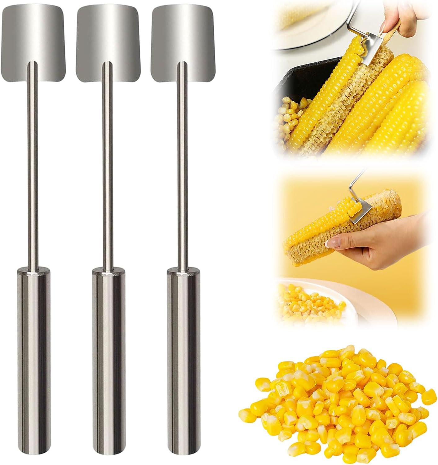 Corn Peeler for Corn on The Cob, 2025 New Stainless Steel Corn Cob Stripper Tool, Easy Clean Corn Cutter Remover for Home Kitchen Gadget (1 Pack)