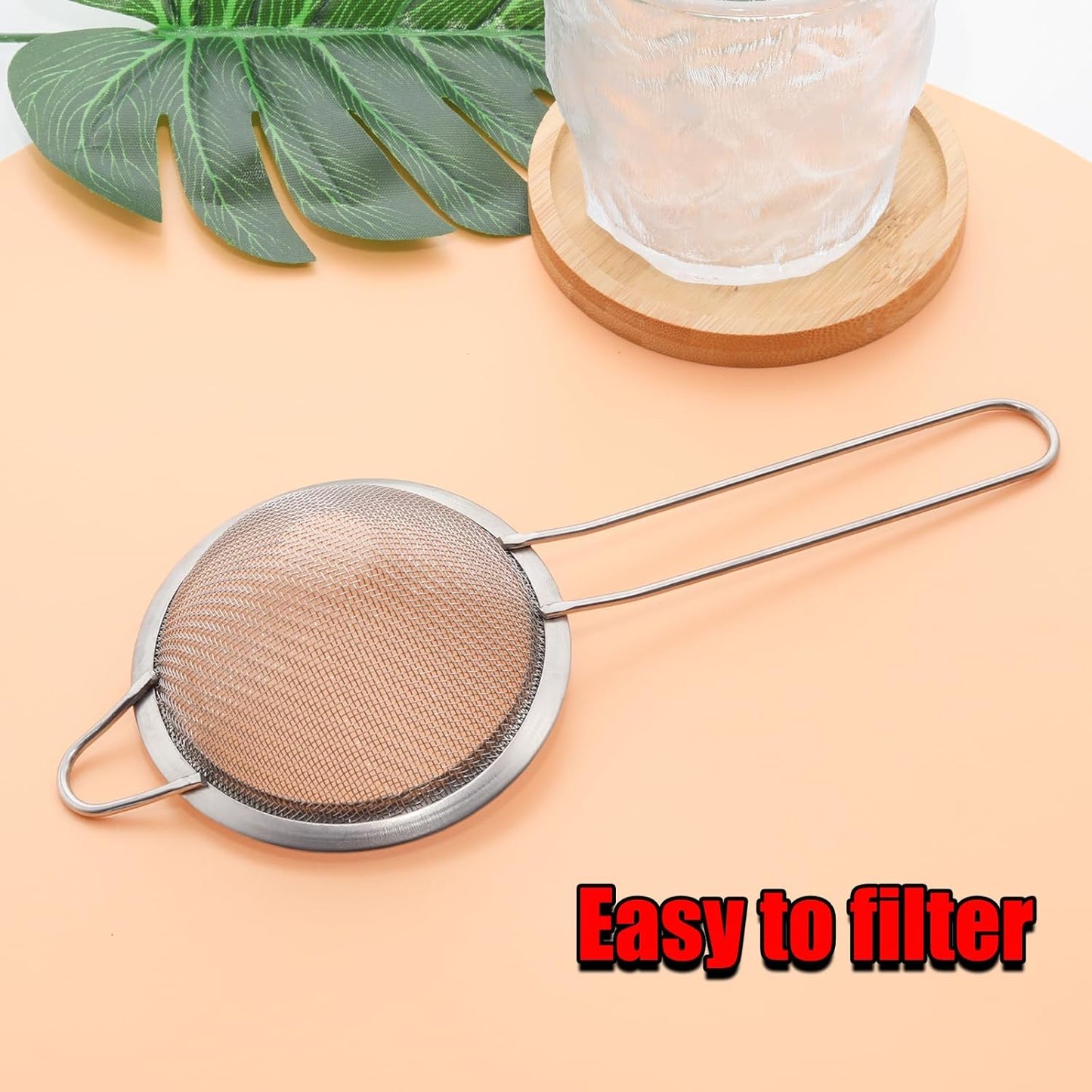 Black Fine Mesh Strainer - 304 Stainless Steel Handheld Sieve, Small Kitchen Filter for Baking, Tea & Cocktail Making(8.3inch)