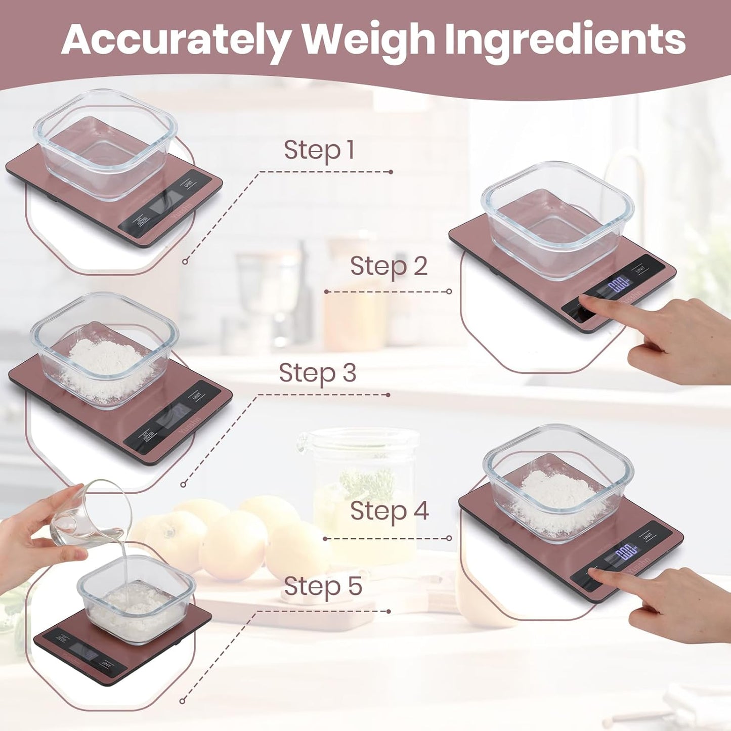 Food Scale, 11lb Kitchen Scale with 0.05oz/1g Precision, 6 Units Tare Function & LCD Display, Stainless Steel Digital Scale for Baking, Cooking, Meal Prep - Kitchen Gadgets & Gifts, Home Essentials