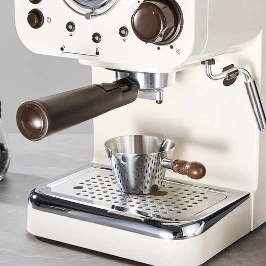 Baalaka Stainless Steel Espresso Cups Set of 2, 3 OZ Double Spout Glass Measuring Cup with Handle, Milk Frothing Pitcher with Spout & Scale, Espresso Accessories for Coffee, Latte Art and Kitchen Use