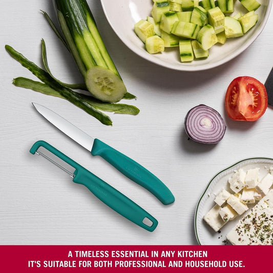 Victorinox Swiss Classic 2 Piece Set with 3 Inch Straight Edge Paring Knife and I-Peeler - Green