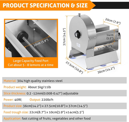 WICHEMI Electric Vegetable Slicer Commercial Fruit Slicing Machine Potato Slicer Electric Cabbage Shredder Machine 2 IN 1 Manual Electric Vegetable Cutter Stainless Steel Food Slicer