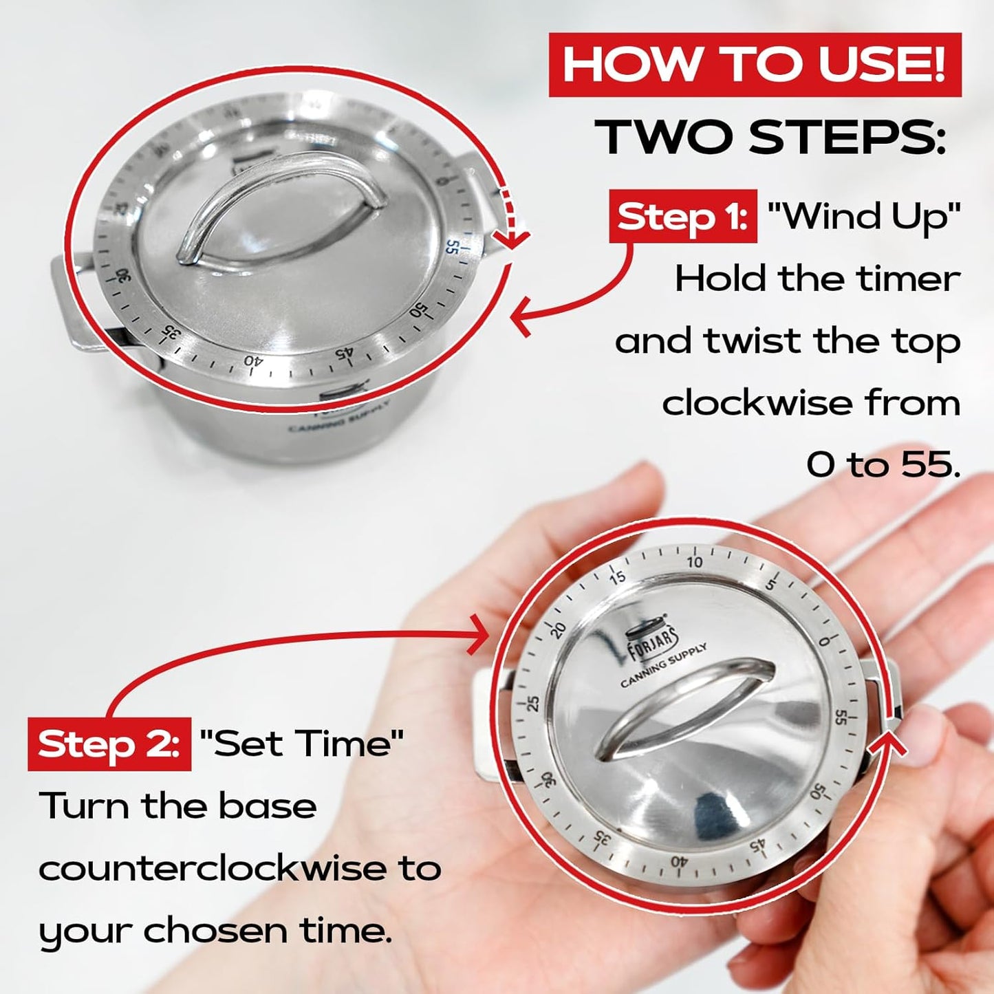FORJARS Mechanical Kitchen Timer-for Cooking Wind up-Manual timers 60-Minute-Clock with Loud Alarm-No Batteries Required-Ideal for Food