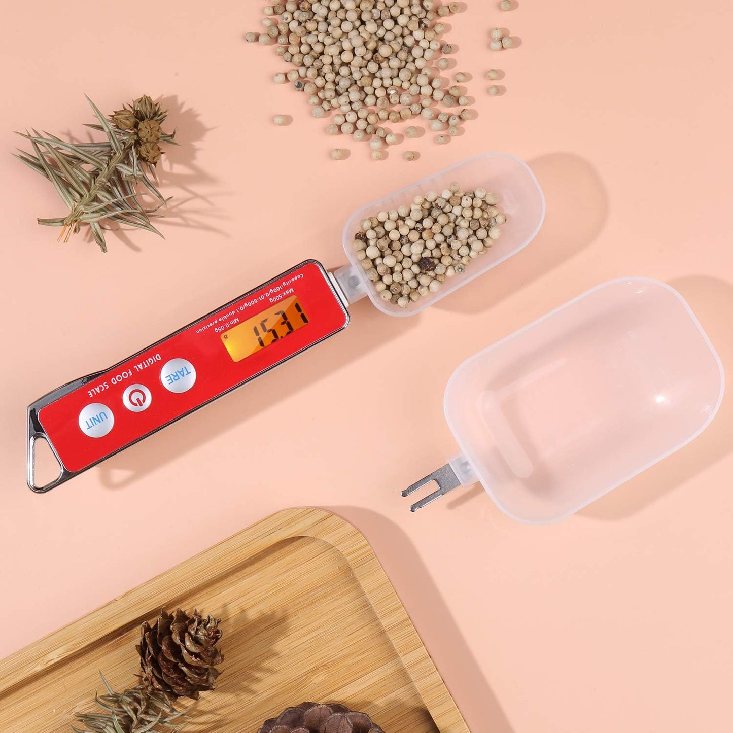 Spoon Scale, Digital Spoon Scale Electronic Measuring Spoon Scale Household Kitchen Spoon Scale Food Scale with Tare Function Capacity 0.05g to 500g Support Unit g/oz/gn/ct/