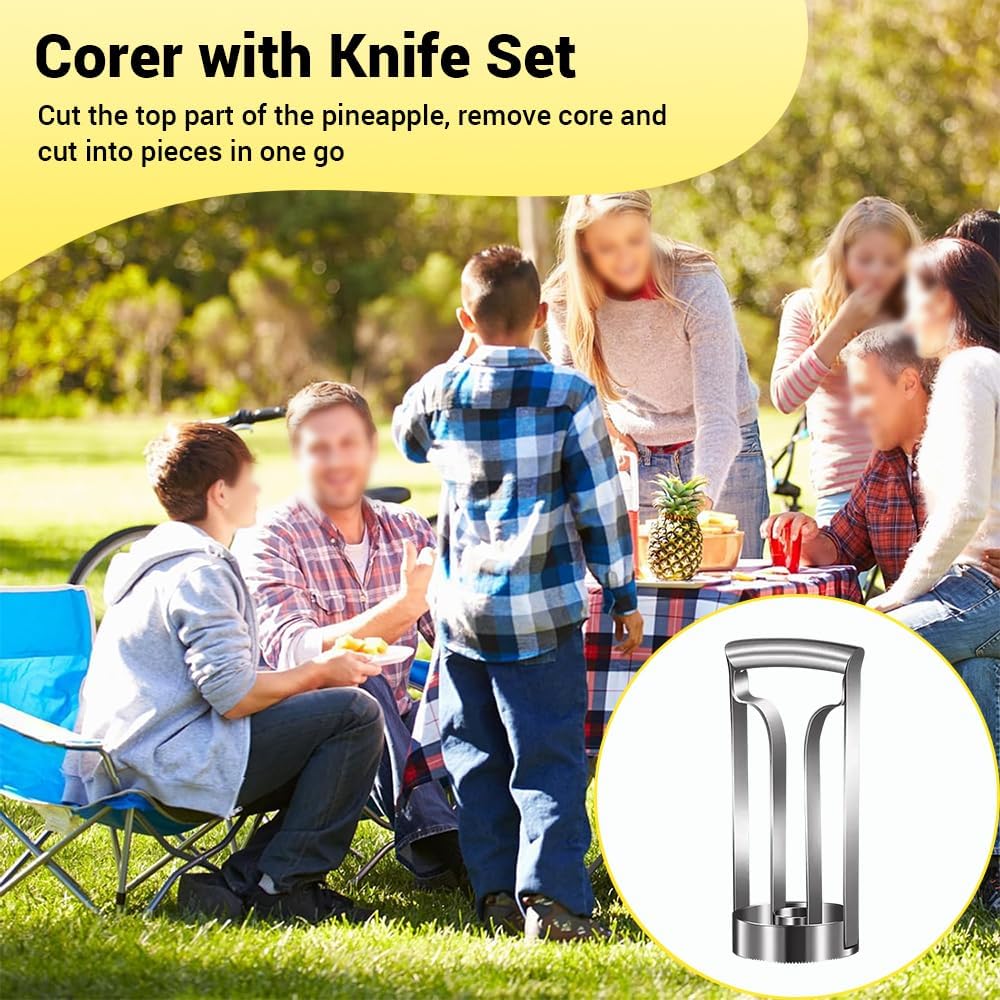 Kitchen Pineapple Peeler Corer, Stainless Steel Cutter Fruit Slicer Core Remover Spiral Easy Tool for Homemade Camp Restaurant Hotel 3inch
