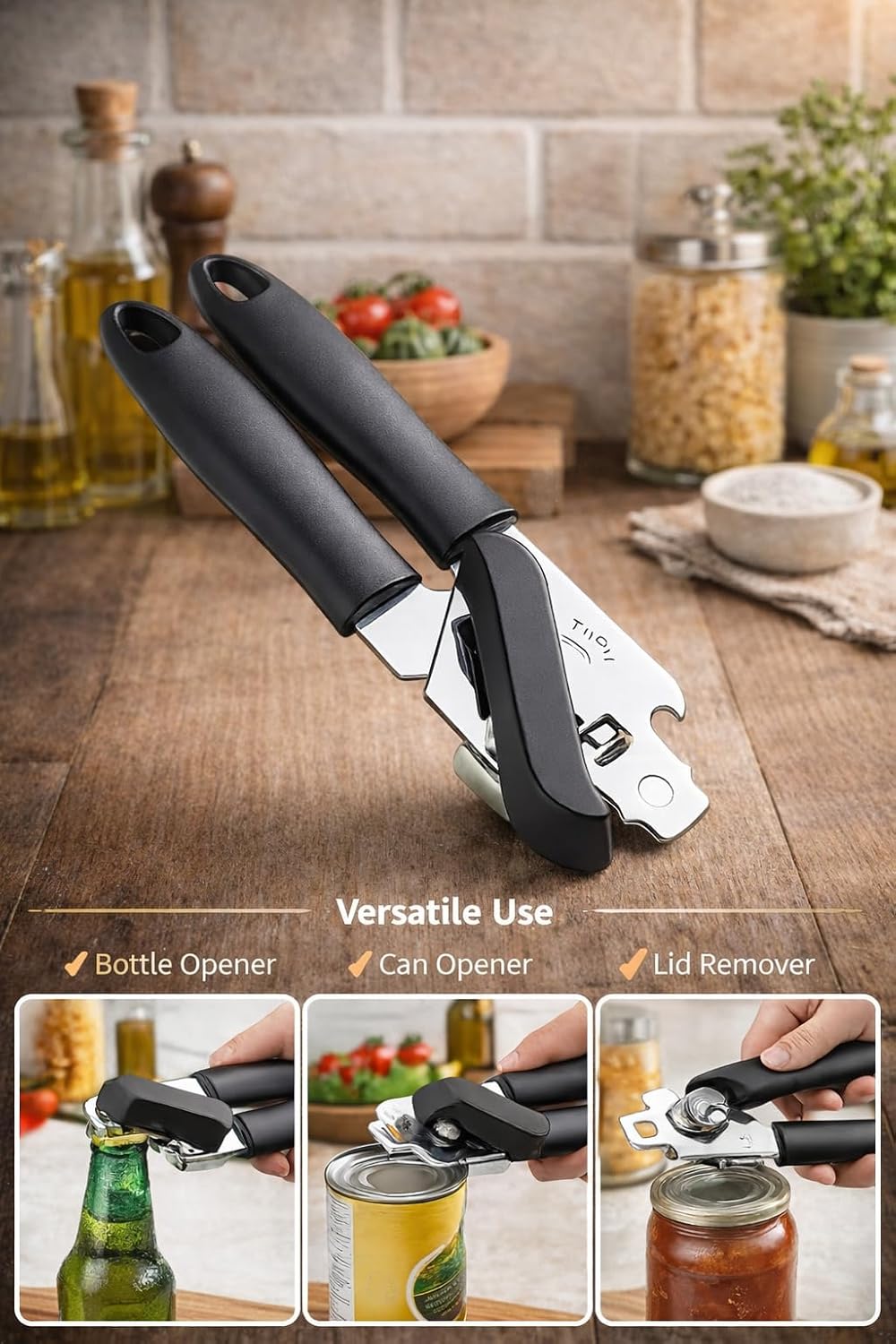 Manual Handheld Can Opener for Home and Commercial Use – Multifunctional, Smooth Edge (Size E)
