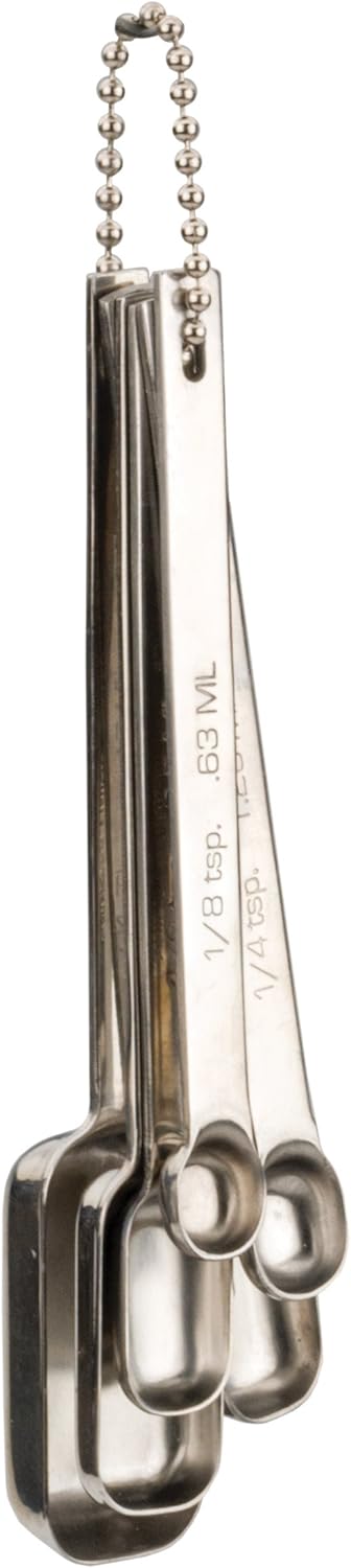 RSVP International Endurance Stainless Steel Spice Measuring Spoons, Set of 6 | 1/8 tsp to 1 Tbsp Measurements | Nest for Easy Storage | Dishwasher Safe | Dry or Liquid | Baking or Cooking