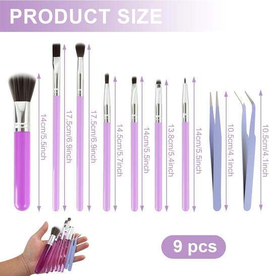 9 Pcs Baking Brush Set, Chocolate Candy Making Supplies Jelly Decorating Tools, for Home Bakers Professional Chefs Cake Cookie Dessert Pastry Decoration Kit, Brushes and Tweezers(Purple)
