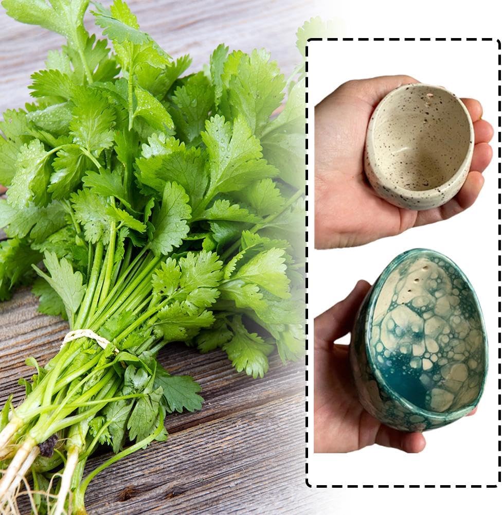 Pottery Herb Stripper Bowl, Ceramic Pottery Herb Stripper, Kitchen Utensils & Gadgets, Handmade Pottery Herb Stripper, Suitable for Peeling Off The Leafy Assembly of Cilantro
