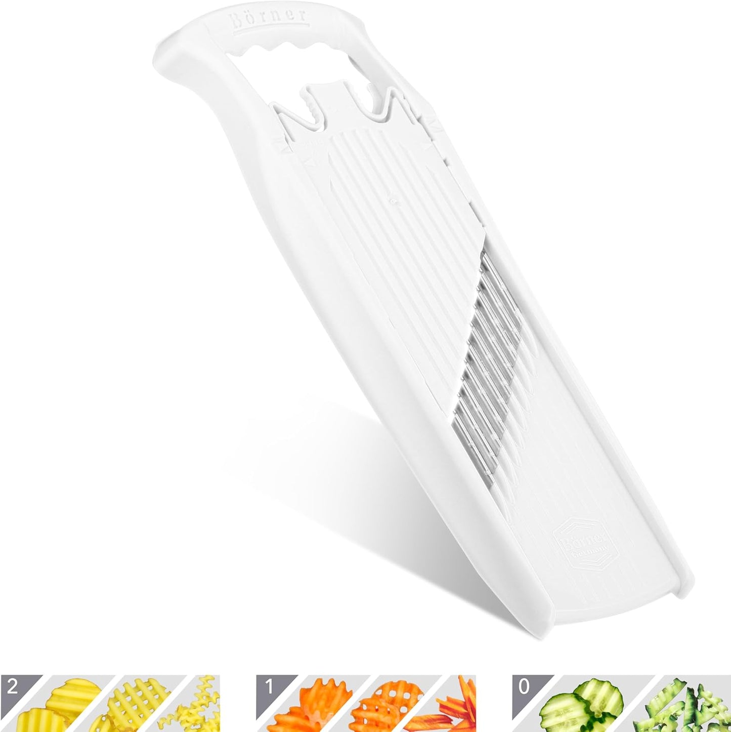 Börner by Reston Lloyd Wave-Waffle Power Line • Crinkle Cut/Spirelli Vegetable Slicer • Slicer for Wave Waffle Cut Style • Multiple Thickness Options • Made in Germany, Orange