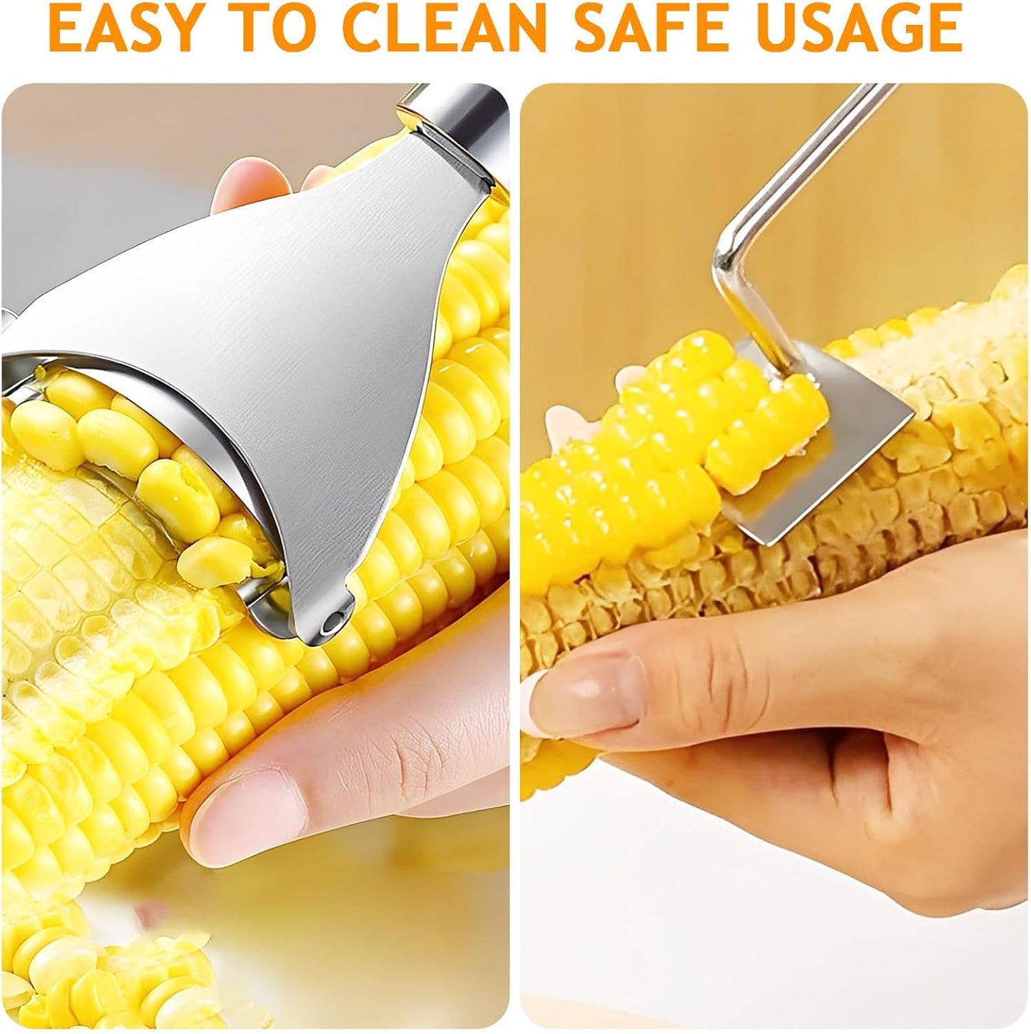 2 Pack Corn Peeler and Stripper Tool Set Ergonomic Stainless Steel Corn on the Cob Stripper Tool Set Gadget Tool for Kitchen Prep, Upgrade Kernel Remover Tool Easy to Use and Clean