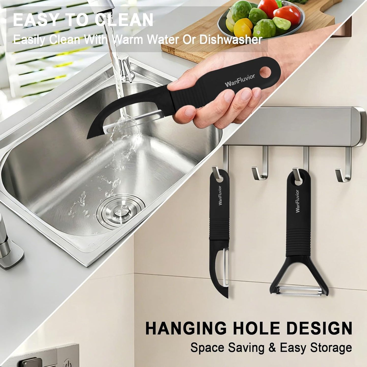 Vegetable Peeler, Y-Shaped & I-Shaped Potato Peeler, Swivel Stainless Steel Blades Peelers For Kitchen, Silicone Non-Slip Handles, Perfect For Veggie, Fruit, Carrot, Apple(2pcs)