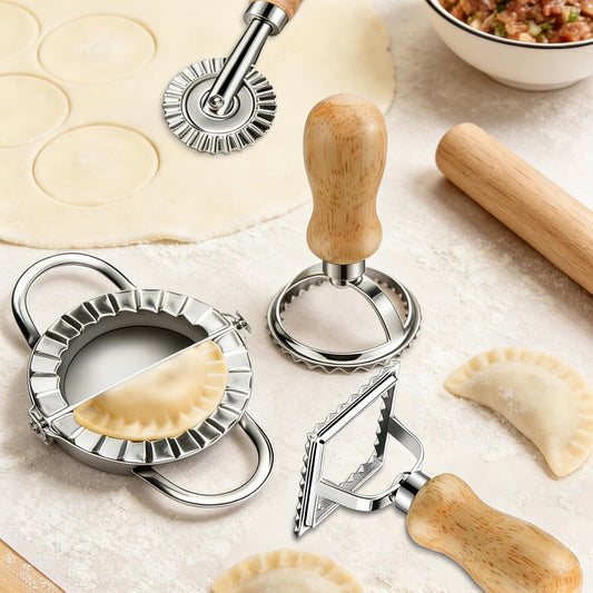 11 Pieces Ravioli Mold Set, Easy-to-Use Ravioli Maker Press with Ravioli Cutter Wheel, Pasta Cutter & Ravioli Making Kit, Wooden Pasta RollerPasta Making Tools for home,pasta lover