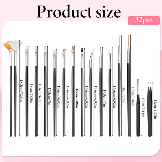 32Pcs Cake Painting Brushes Cake Candy Decorating Brush Tool Fondant Sugar Cookie Painting Brushes Supplies Multiple Function Pastry Brush Elbow and Straight Tweezer Pasta Tweezer for Baking Fondant
