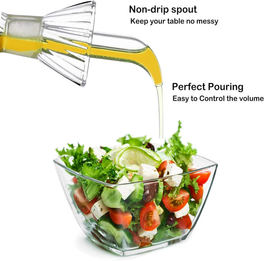 16 oz/480ml Non-Drip Olive Oil Dispenser Bottle 100% Glass Oil Carafe Decanter for Kitchen Oil & Vinegar Cruet for Cooking & BBQ