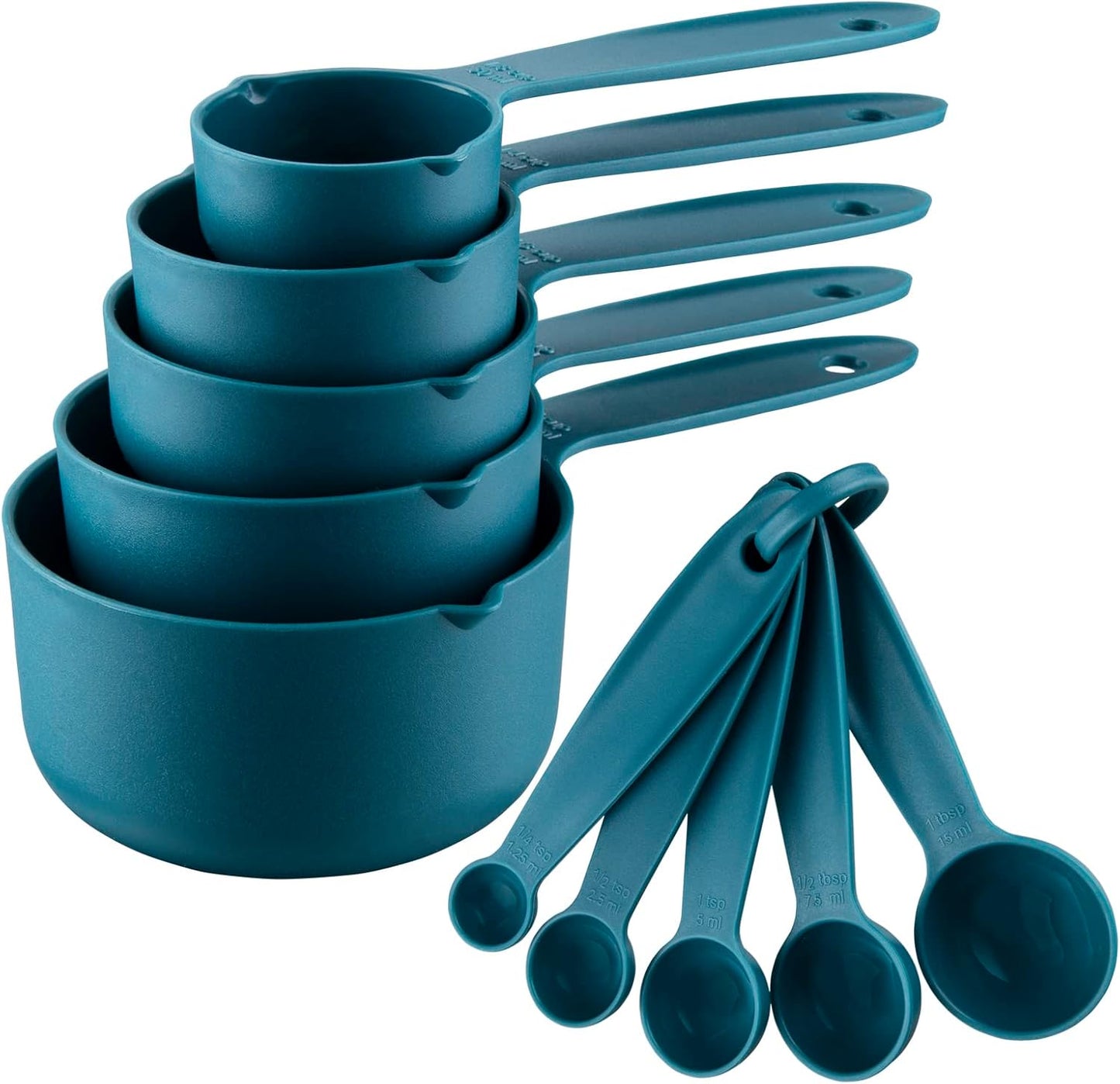 Plastic Measuring Cups and Spoons Set 10, Kids Measuring Cups and Spoons Set for Kitchen & Baking, Engraved US & Metric Plastic Measuring Cup & Spoons for Cooking Measure Use Pink