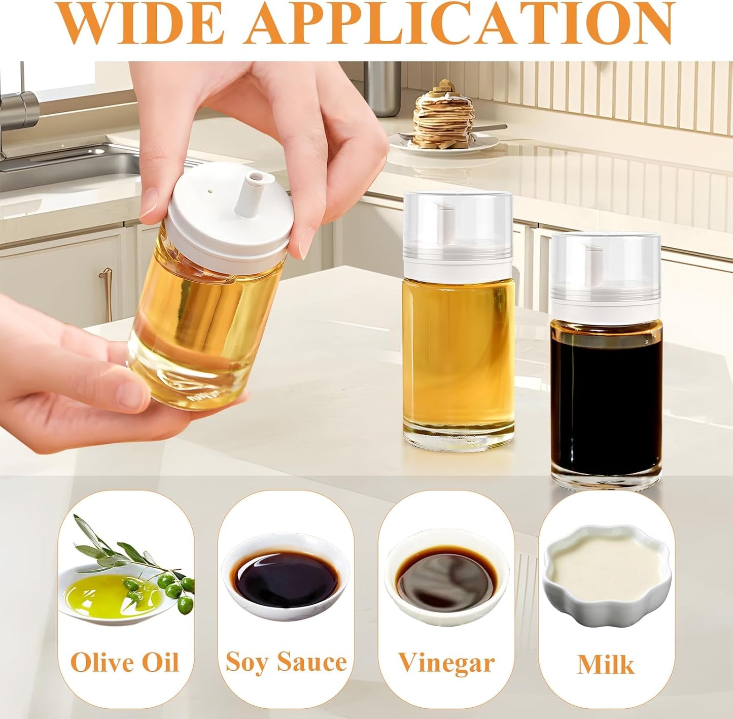 6Pcs Small Oil and Vinegar Dispenser Bottles, 3.4oz/100ml Leak-proof Glass Cruet Bottles, BPA Free Cooking Oil Container for Kitchen Organization Salad Dressing Balsamic Soy Sauce
