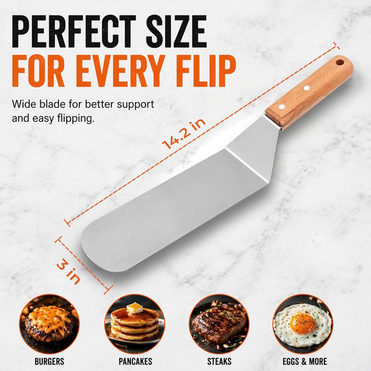 Multipurpose Bench Scraper, Dough Scraper and Dough Cutter for Flat Top Griddle, Bread, Pizza, and Pastry – Stainless Steel Griddle Scraper Chopper for Baking and Cooking