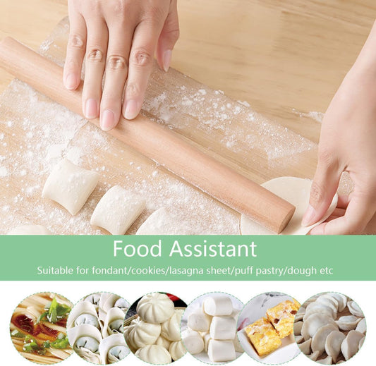 Professional Beech Wood Rolling Pin 29cm - Smooth Non-Stick Design, No Handle, Suitable for Baking Pizza/Pie/Cookies/Dumpling Wrappers/Pastry Dough.