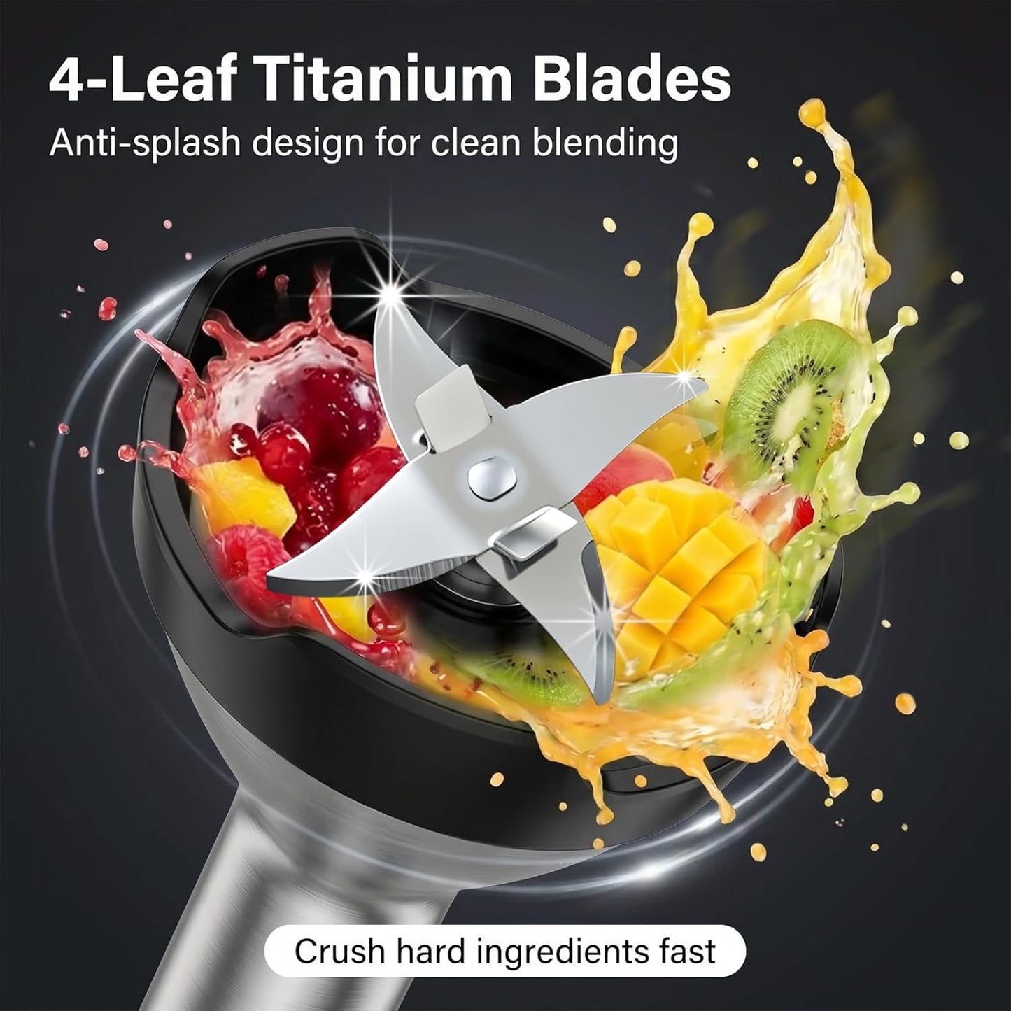 8-in-1 Hand Blender 1200W 5-Speed, Immersion Stick Blender Set with Meat Grinder Dough Hooks Whisk Mixing Cup Storage Rack, for Smoothie Soup Puree Food Dough