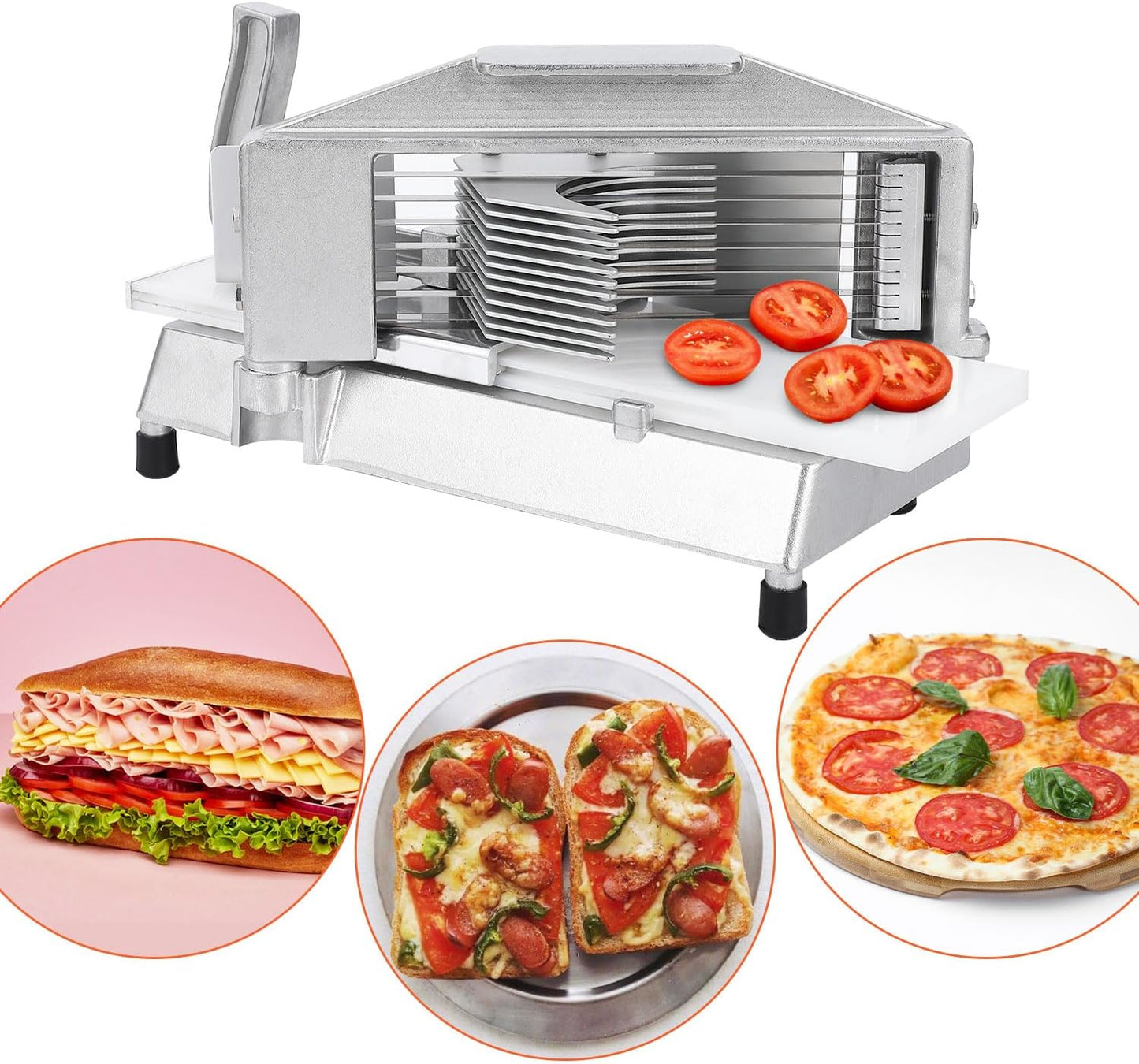 Commercial Tomato Slicer, 3/8" Heavy Duty Tomato Slicer Tomato Cutter With Built-In Cutting Board for Home or Restaurant Use