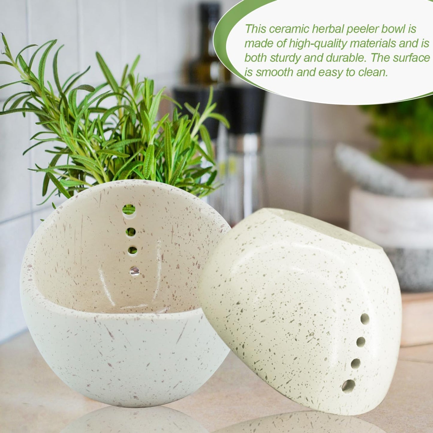 1Pcs Herb Stripper, Pottery Herb Stripper Bowl,Comes With A Cleaning Cloth And A Cleaning Brush.Suitable For Stripping Leafy Herbs.