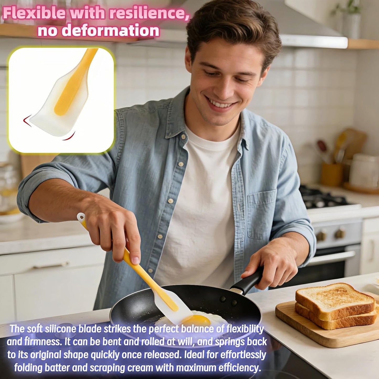 Food-Grade Silicone Spatula Set, Heat-Resistant up to 230°C, BPA-Free, Non-Stick & Flexible Baking Tools, 2-Pack with Nylon Core, Easy to Clean, Versatile for Cooking & Baking
