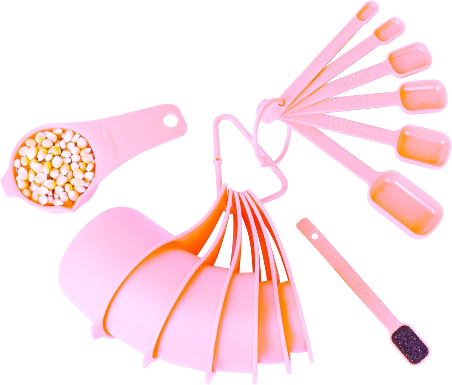 Plastic Measuring Cups and Spoons Set 15, Purple Dry & Liquid 7 Measuring Cups & 7 Measuring Spoons with Leveler, Metric & US Kitchen Measure Cups Spoons for Cooking & Baking