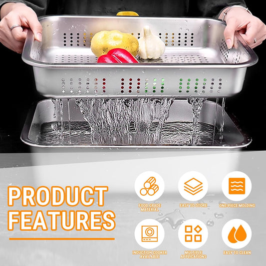 Rectangle Strainer, Stainless Steel Mesh Over The Sink Colander Sink Basket Fine Mesh Strainer Baskets Vegetable Fruit Colander Strainer Kitchen Tools