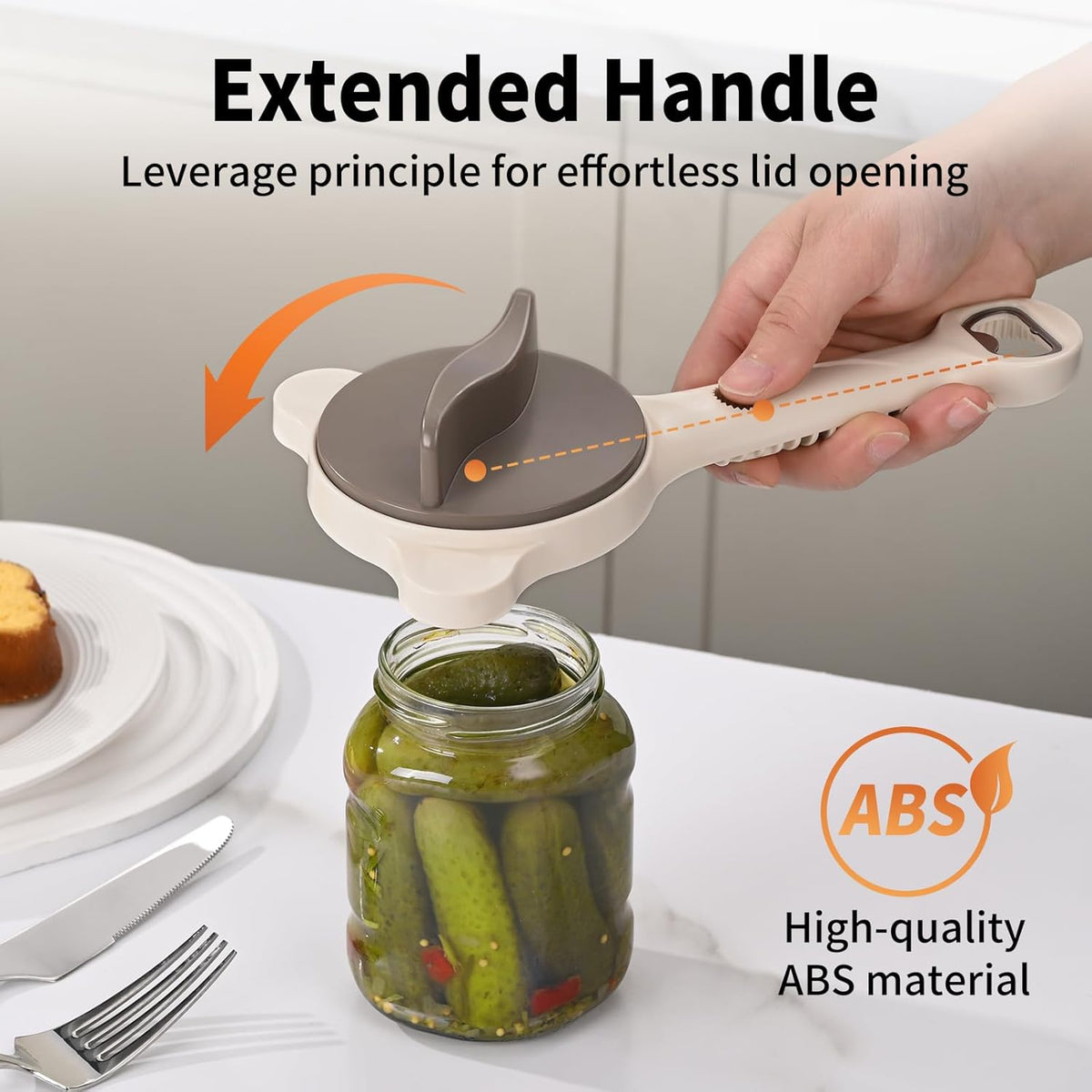 4-in-1 Jar Opener for Seniors with Arthritis – Adjustable Stainless Steel Lid Remover & Can Opener for Weak Hands, Fits All Jar Sizes & Bottle Caps, Makes Opening Easy – Kitchen Must-Have