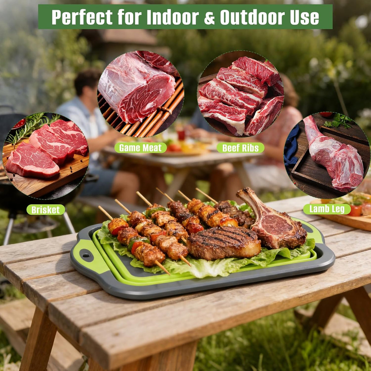 Collapsible BBQ Prep Tub with Lid, 3-in-1 Foldable Sink Tub